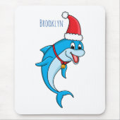 Cute dolphin with Santa hat cartoon Mousepad (Vorne)