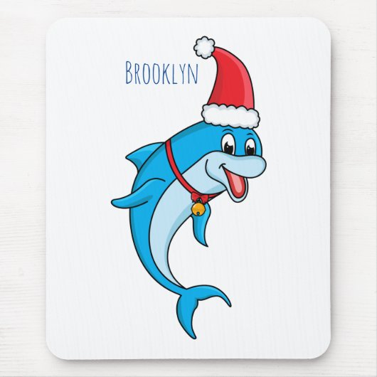 Cute dolphin with Santa hat cartoon Mousepad (Vorne)