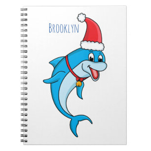 Cute dolphin with Santa hat cartoon Notizblock