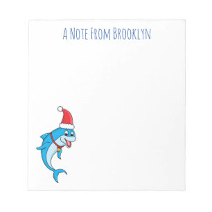 Cute dolphin with Santa hat cartoon Notizblock