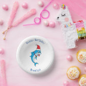 Cute dolphin with Santa hat cartoon Pappteller (Party)