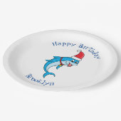Cute dolphin with Santa hat cartoon Pappteller (Schrägansicht)