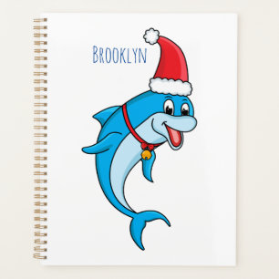 Cute dolphin with Santa hat cartoon Planer