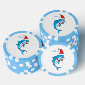 Cute dolphin with Santa hat cartoon Pokerchips (Stapel)