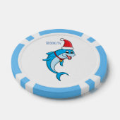 Cute dolphin with Santa hat cartoon Pokerchips (Einzeln)