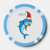 Cute dolphin with Santa hat cartoon Pokerchips (Rückseite)