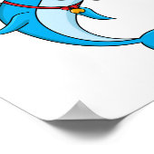 Cute dolphin with Santa hat cartoon Poster (Ecke)