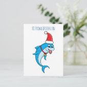 Cute dolphin with Santa hat cartoon Postkarte (Stehend Vorderseite)