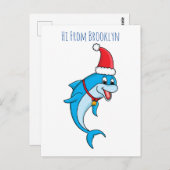 Cute dolphin with Santa hat cartoon Postkarte (Vorne/Hinten)