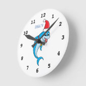 Cute dolphin with Santa hat cartoon Runde Wanduhr (Winkel)