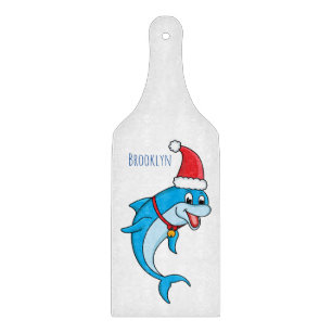 Cute dolphin with Santa hat cartoon Schneidebrett