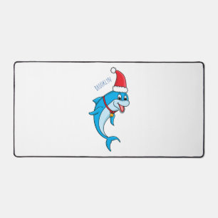 Cute dolphin with Santa hat cartoon Schreibtischunterlage