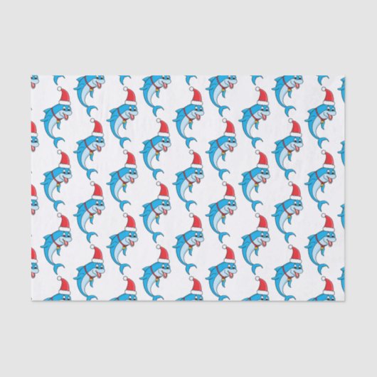 Cute dolphin with Santa hat cartoon Seidenpapier (Vorderseite)