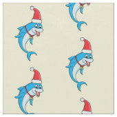 Cute dolphin with Santa hat cartoon Stoff (Nahaufnahme)