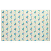 Cute dolphin with Santa hat cartoon Stoff (Fat Quarter (45,7 x 55,9 cm))