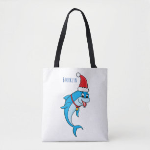 Cute dolphin with Santa hat cartoon Tasche