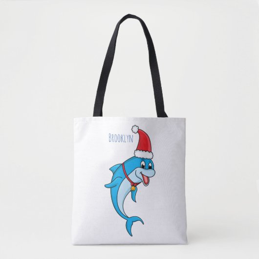 Cute dolphin with Santa hat cartoon Tasche (Vorderseite)