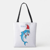 Cute dolphin with Santa hat cartoon Tasche (Rückseite)