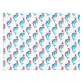 Cute dolphin with Santa hat cartoon Tischdecke (Vorderseite (Horizontal))