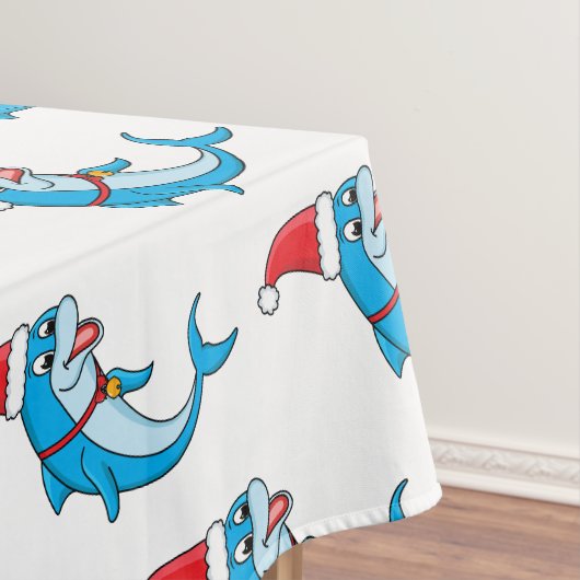 Cute dolphin with Santa hat cartoon Tischdecke (Beispiel)