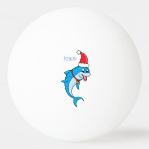 Cute dolphin with Santa hat cartoon Tischtennisball