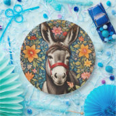 Cute Donkey On Colorful Floral Background Pappteller (Party)