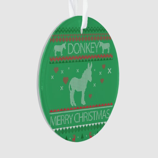 Cute Donkey Ugly Sweater Christmas Holiday Winter Ornament (Vorderseite)