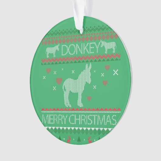 Cute Donkey Ugly Sweater Christmas Holiday Winter Ornament (Vorderseite)