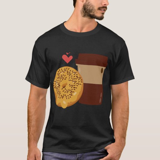 Cute Donut and Coffee Couple Valentine Design T-Shirt (Vorderseite)