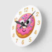 Cute Donut Kids Clock – Googly Eyes Fun Runde Wanduhr (Winkel)