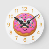 Cute Donut Kids Clock – Googly Eyes Fun Runde Wanduhr (Vorderseite)