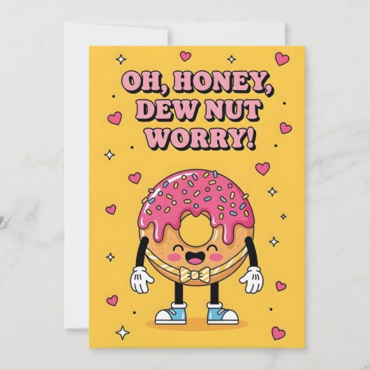 Cute Donut Pun Oh Honey Dew Nut Worry Encouraging Dankeskarte (Vorderseite)