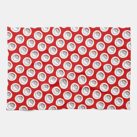 Cute Doodle Art Christmas Santa on Red Geschirrtuch (Horizontal)