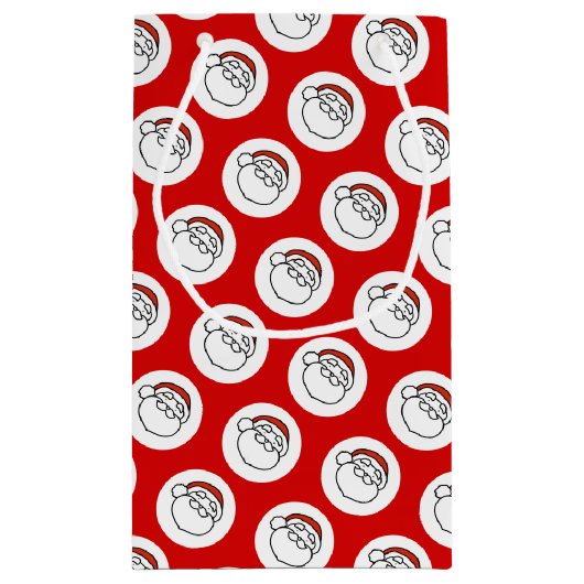 Cute Doodle Art Christmas Santa on Red Kleine Geschenktüte (Rückseite)