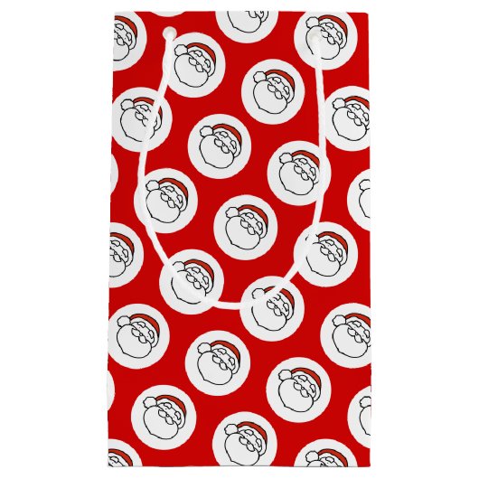 Cute Doodle Art Christmas Santa on Red Kleine Geschenktüte (Vorderseite)