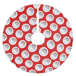 Cute Doodle Art Christmas Santa on Red Polyester Weihnachtsbaumdecke