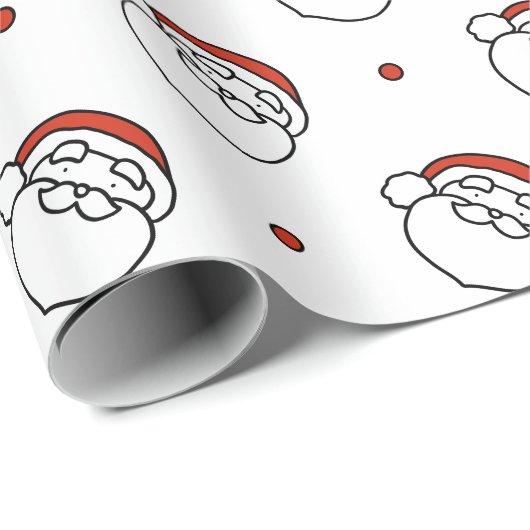 Cute Doodle Art Christmas Santa with Red Hat Geschenkpapier (Rolleneckpunkt)