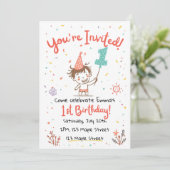 Cute Doodle Crayon Style First Party invite Einladung (Stehend Vorderseite)