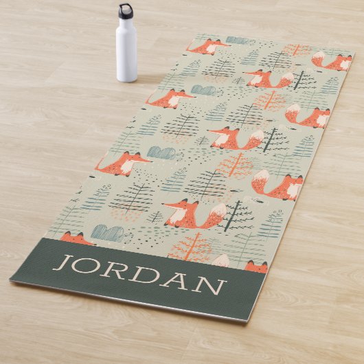 Cute Doodle Fox Forest Woodland Pattern Yogamatte (Beispiel)