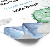 Cute Dragon 1st Birthday Milestone Sign Poster (Ecke)