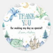 Cute Dragon Boy Birthday Runder Aufkleber (Vorderseite)