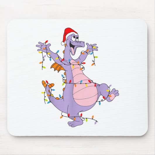 Cute Dragon Christmas Lights Santa Hat Animal Men Mousepad (Vorne)