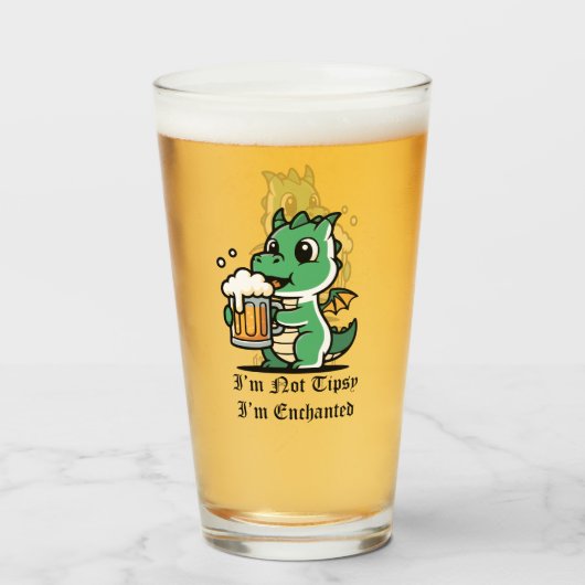 Cute Dragon Drinking Beer Glas (Vorne (Gefüllt))