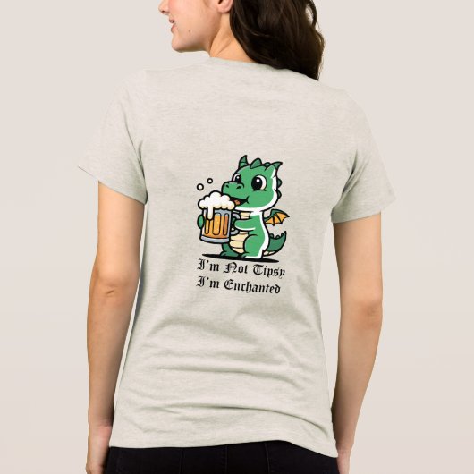 Cute Dragon Drinking Beer Tri-Blend Shirt (Rückseite)