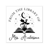 Cute Dragon Library Floral Grow your Mind Teacher Permastempel (Design)