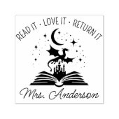 Cute Dragon Library Floral Grow your Mind Teacher Permastempel (Design)