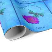 Cute Dragonfly On Flower Personalized Birthday  Geschenkpapier (Rolleneckpunkt)