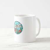 Cute Dragonfly Stained Glass Floral Dragon Fly Lov Kaffeetasse (VorderseiteRechts)