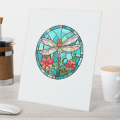 Cute Dragonfly Stained Glass Floral Dragon Fly Lov Sockelschild (In Situ)