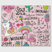 Cute drawings on pink seamless repeating pattern t geschenkpapier (Flach)